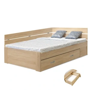 AMELIE 120/140 cm čelo u hlavy nebo rohová - zvýšené s úložným prostorem a laťovým roštem