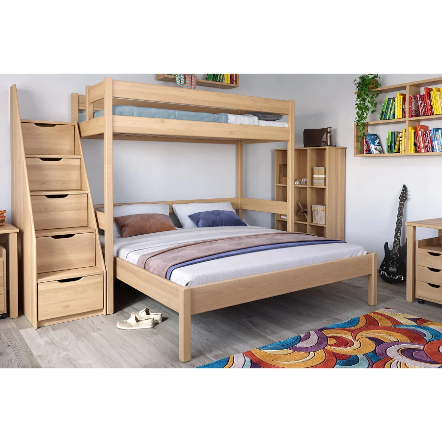PATROVÁ POSTEL Junior 7 buk, dub, jasan