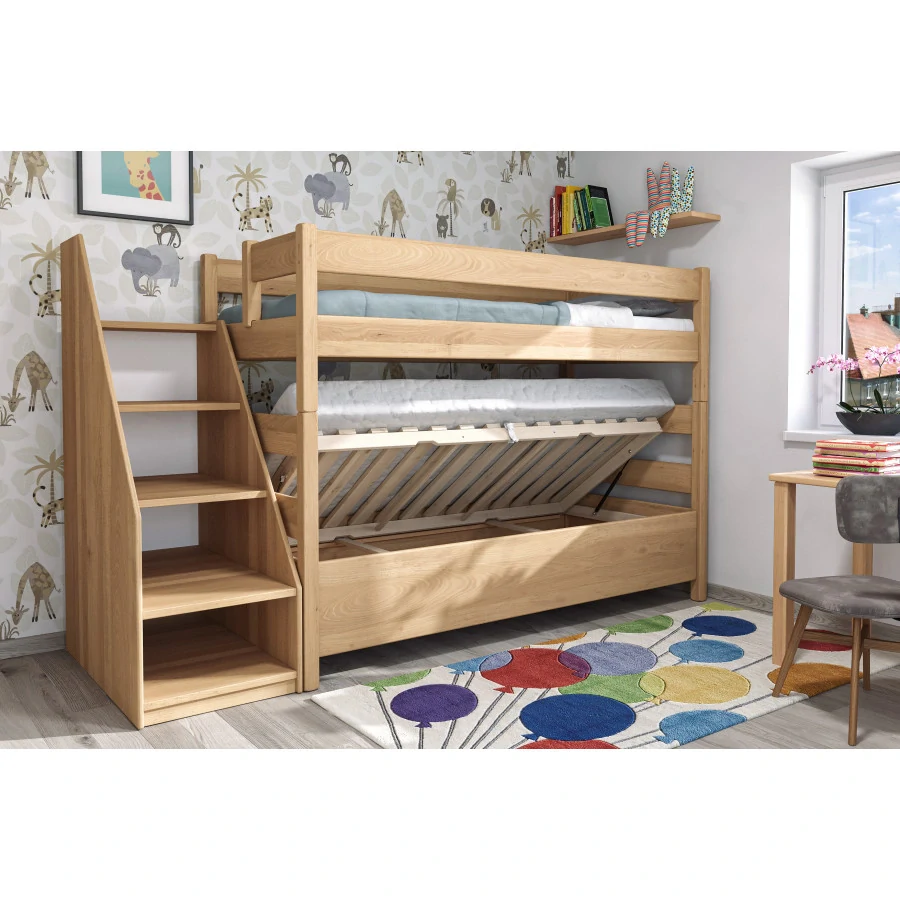 PATROVÁ POSTEL Junior 20 s úložným prostorem buk, dub, jasan