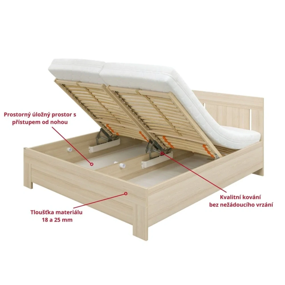 DVOULŮŽKO VARIO s úložným prostorem a lamelovými rošty