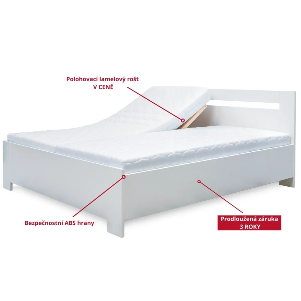 DVOULŮŽKO HERA s úložným prostorem a lamelovými rošty